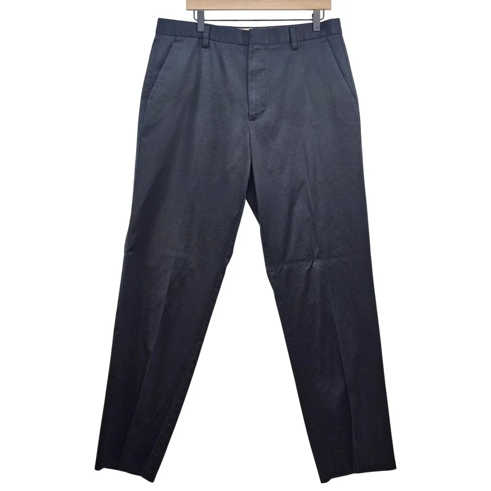 Dockers Mens Classic Fit‎ Flat Front Black Cotton Chino Pants 36x34 406714158